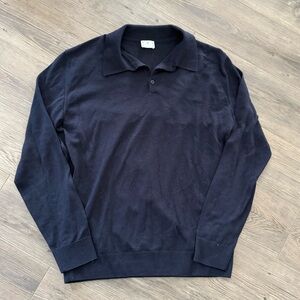 ASKET The Merino Wool Polo Long Sleeve Size Large Blue